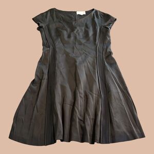 HUGO BOSS A-Line Dress Womens 12 Black Lined Pintuck Detail V-Neck Back Zipper